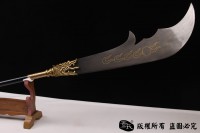 青龙偃月刀-关云长用刀-手雕装具，百炼钢刀身