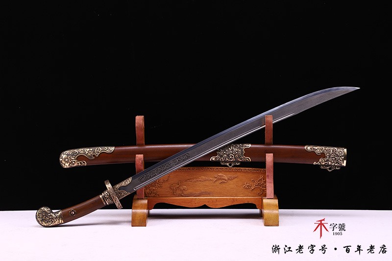 [刺繍春符龍] 繍春刀 牛尾刀 苗刀 手鍛造打 鋼刀 冷兵器 古兵器 両手刀 魔魂牛尾刀绣春刀龙泉镇宅宝剑雁翎刀长款刀具防身冷兵器未开刃